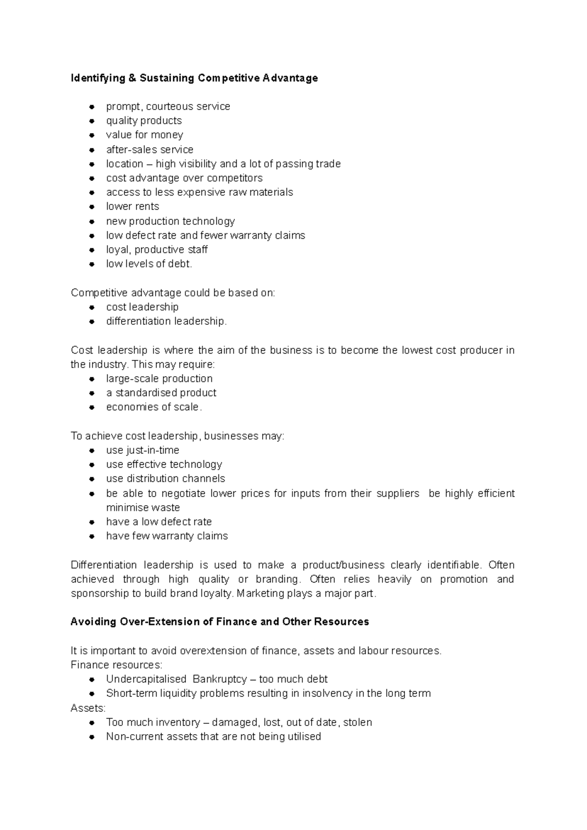 Business Studies - Google Docs - Identifying & Sustaining Competitive ...