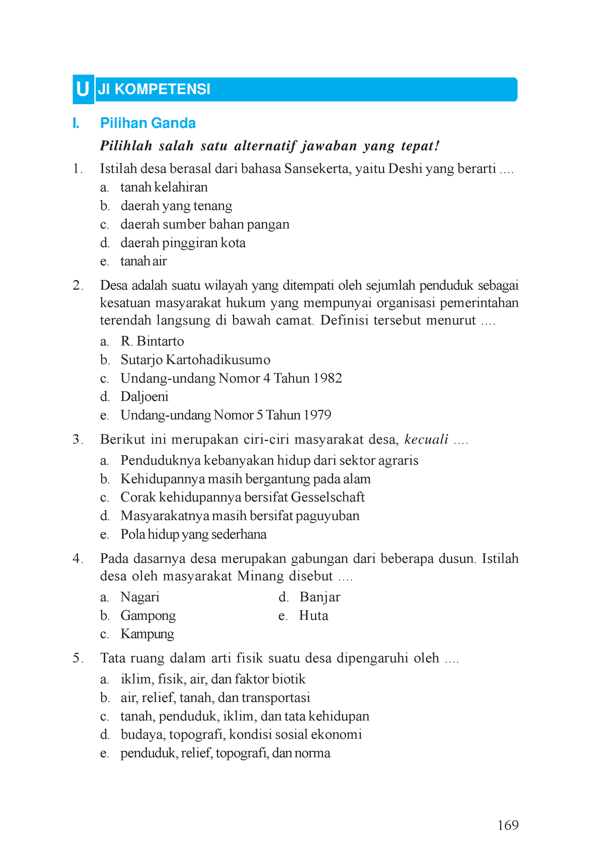 Geografi PDF-176 - Tugas - 169 I. Pilihan Ganda Pilihlah Salah Satu ...