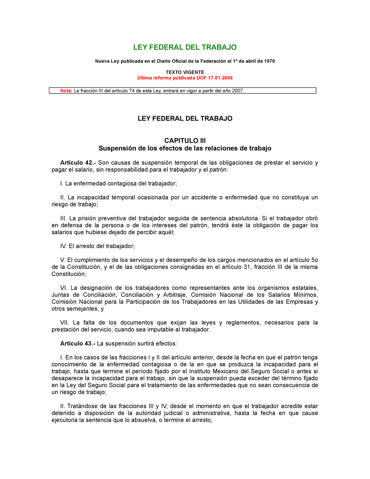 Ley Federal Del Trabajo Capitulo Iii Al V Ley Federal Del Trabajo Nueva Ley Publicada En El