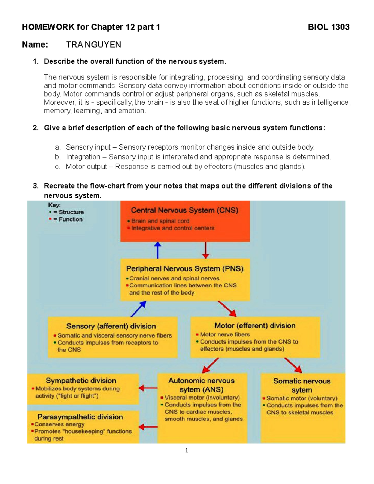 HW Chapter 12 (Part 1) - HOMEWORK For Chapter 12 Part 1 Name: BIOL 1303 ...