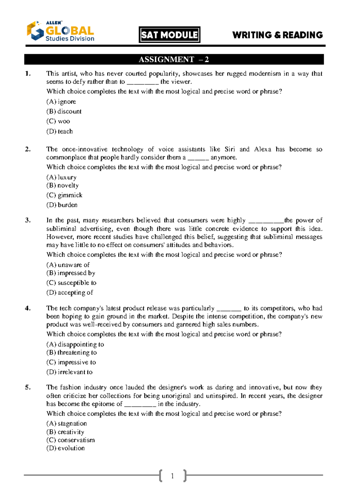 Ex 2 Reading and Writing Module 2 Questions ASSIGNMENT 2 This