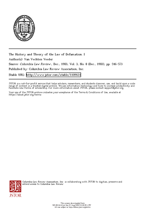 LW204 2022 - Tutorial Online Discussion Forum 1 (Week 2) - LW204: Torts ...