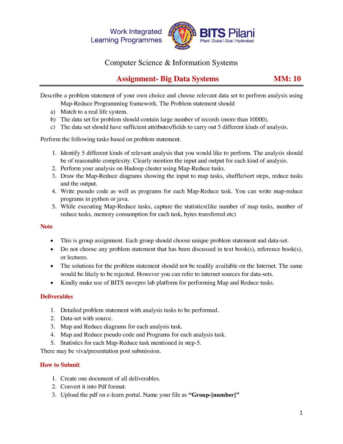 Assignment-1 BDS - Bds Assigments - 1 Computer Science & Information ...