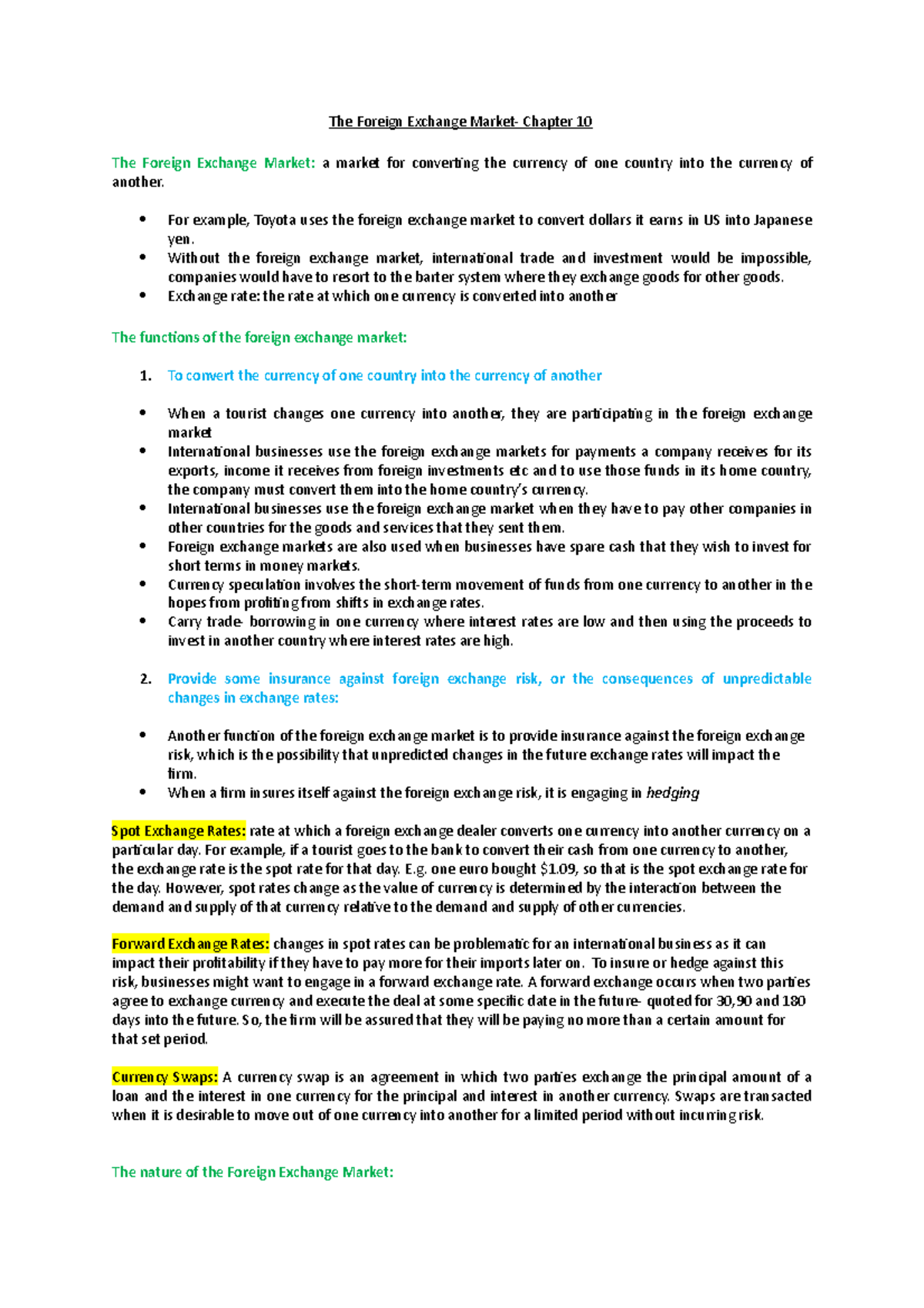 Week 19 The Foreign Exchange Market - The Foreign Exchange Market ...