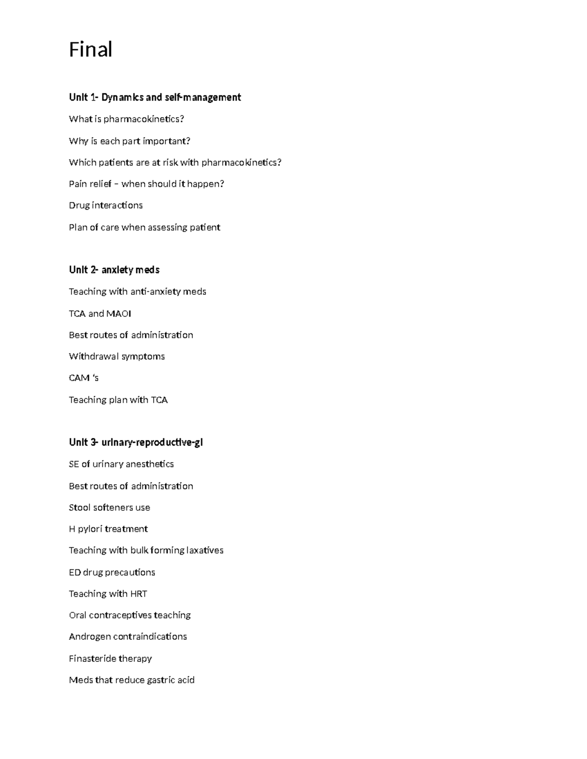 Final Study Guide - Practice Questions - Unit 1- Dynamics and self ...