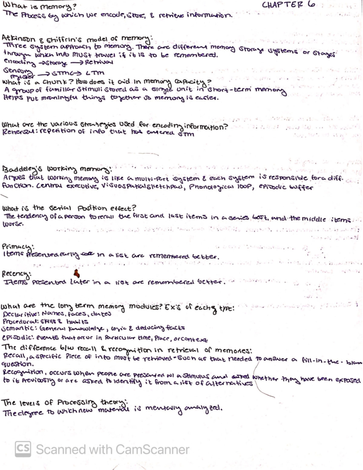 Chapter Six Test Review - PSYC 1001 - Studocu