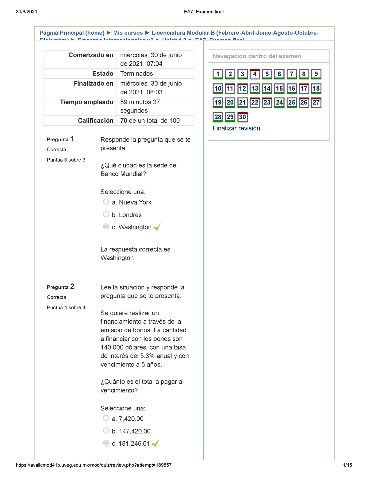 EA7. Examen Final - Página Principal (home) Mis Cursos Licenciatura ...