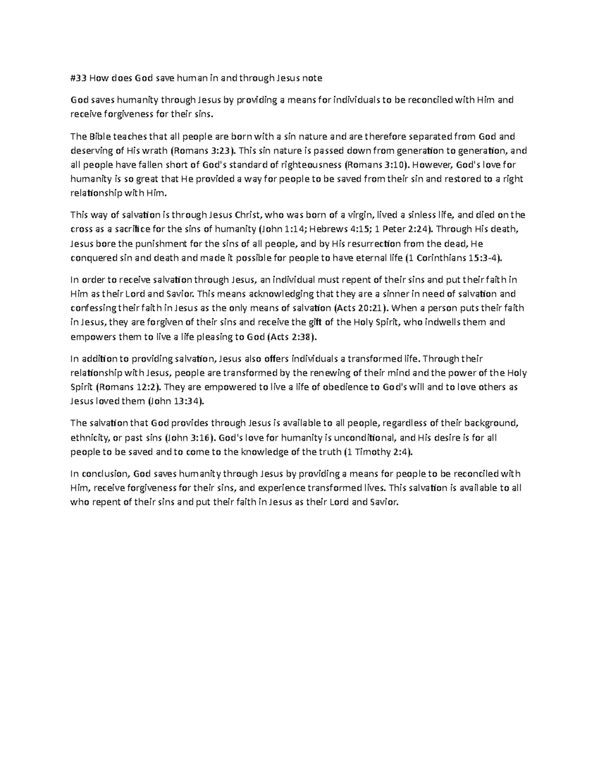 #33 How does God save human in and through Jesus note - The Bible ...