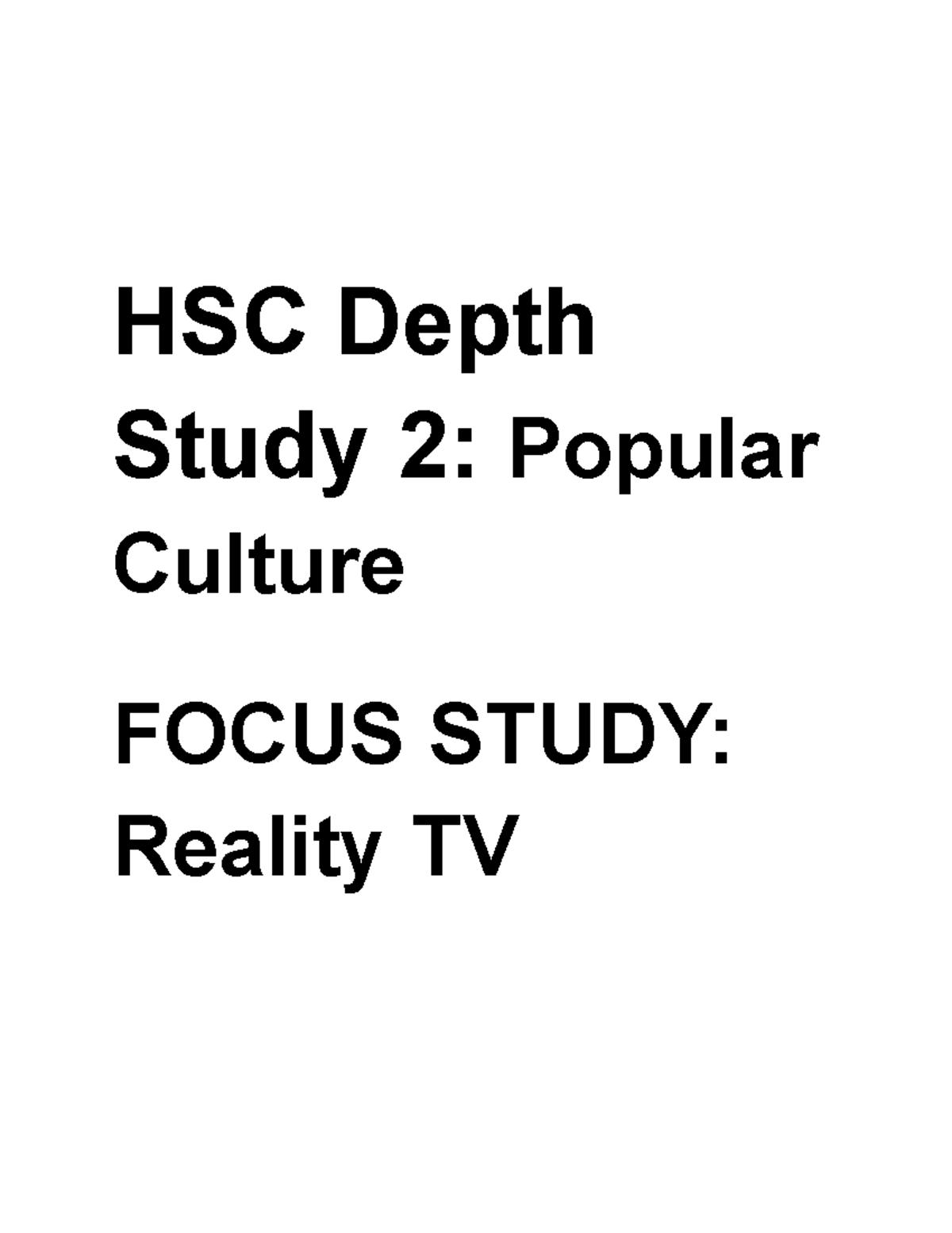 The creation and development of the popular culture HSC Depth Study 2