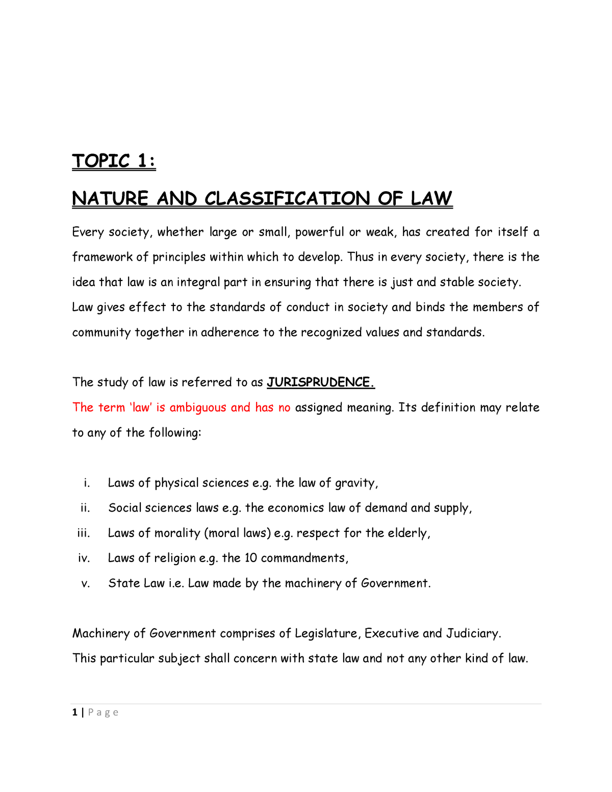 Nature And Classification Of Law Topic Nature And Classification Of Law Every Society