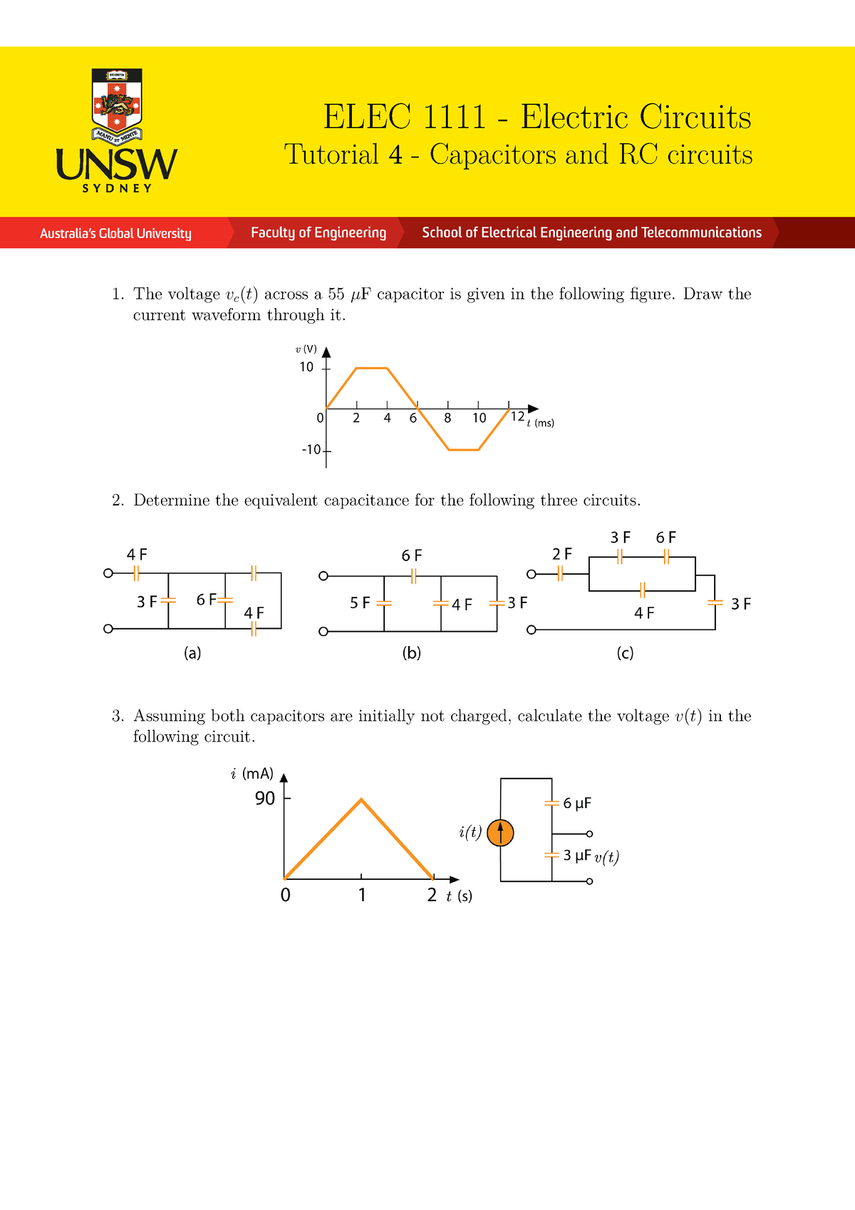 ELEC1111 Tutorial 4 Online Questions - Australia’s Global University ...