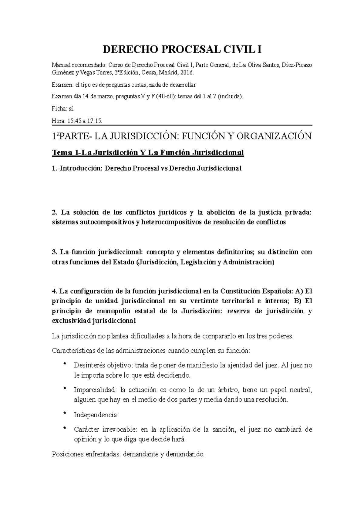 Apuntes PDF - DERECHO PROCESAL CIVIL I Manual Recomendado: Curso De ...