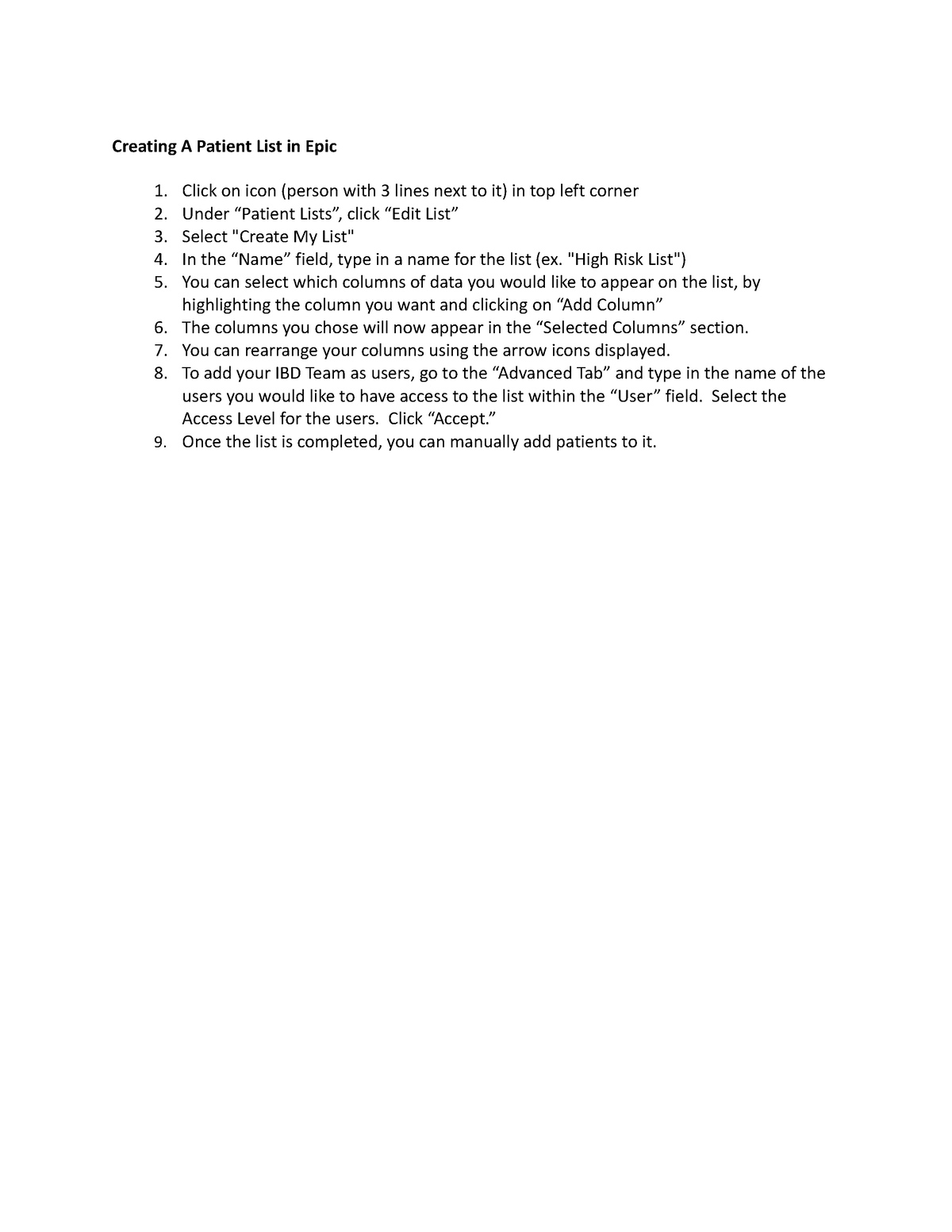 Resource Creating A Patient List In Epic Creating A Patient List In 