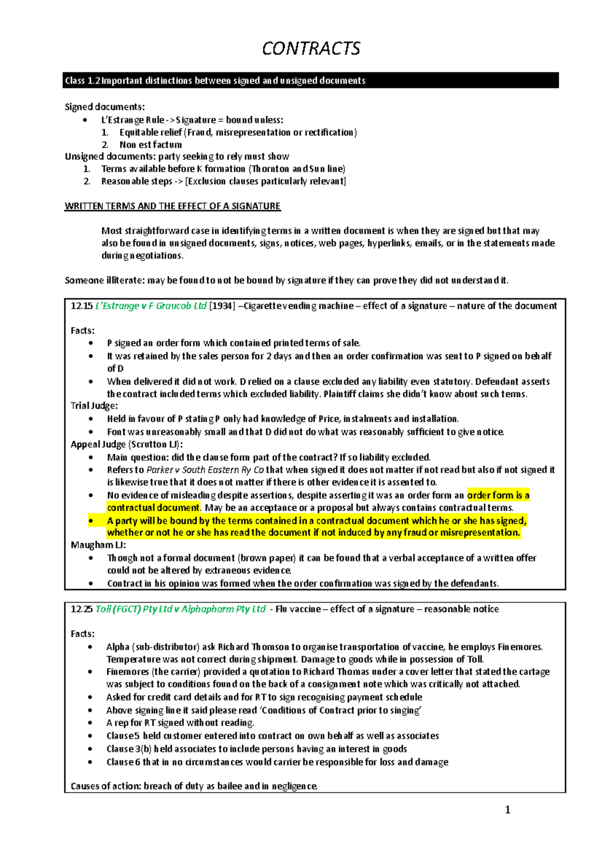 1- Contract-notes - Lecture Notes 1 To 11 - CONTRACTS Class 1 Important ...