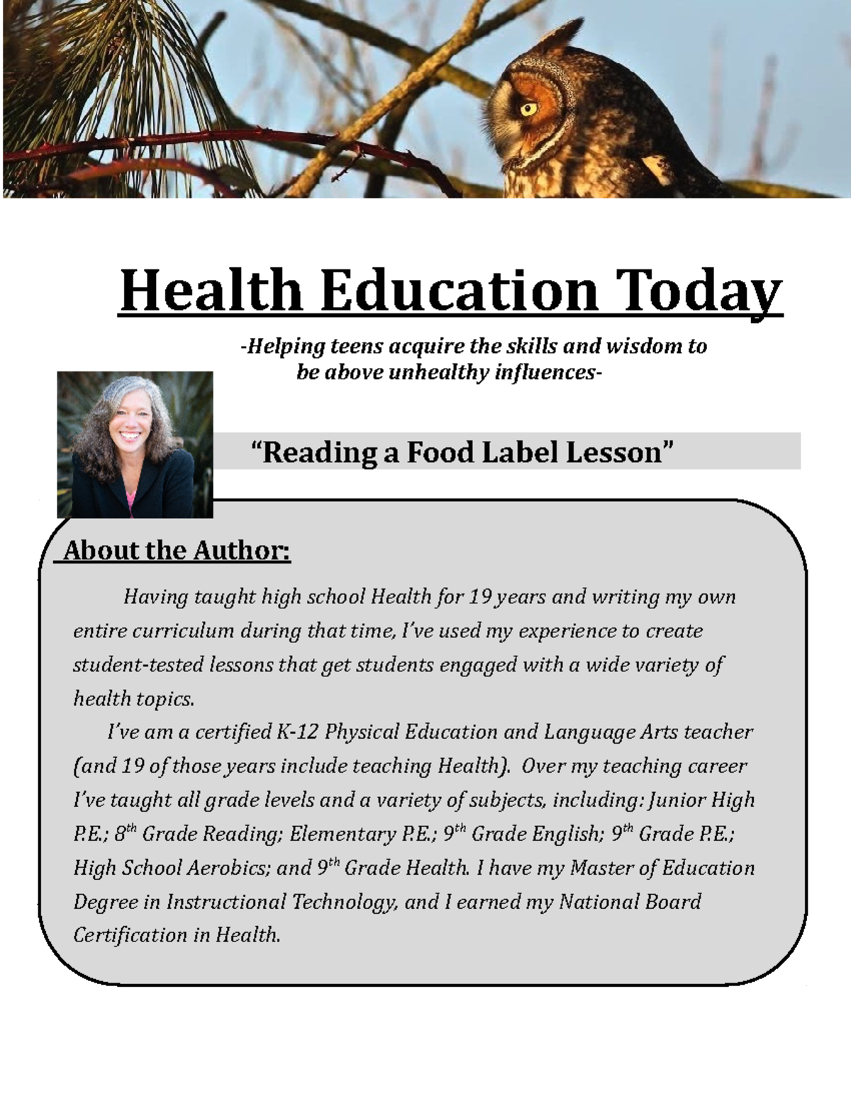1. Food Label Reading Directions Health Education Today Helping