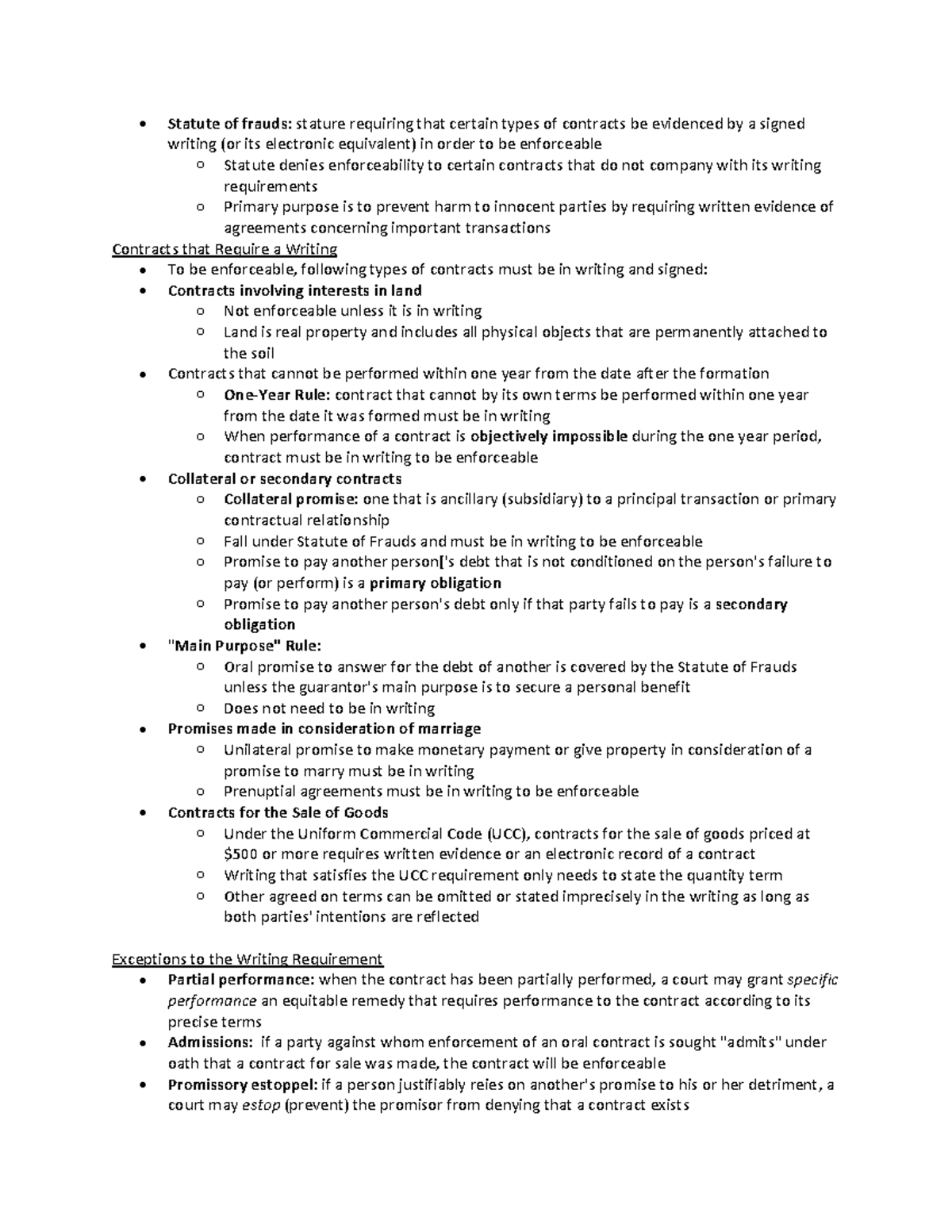 Chapter 16 - Statute Of Frauds: Stature Requiring That Certain Types Of ...