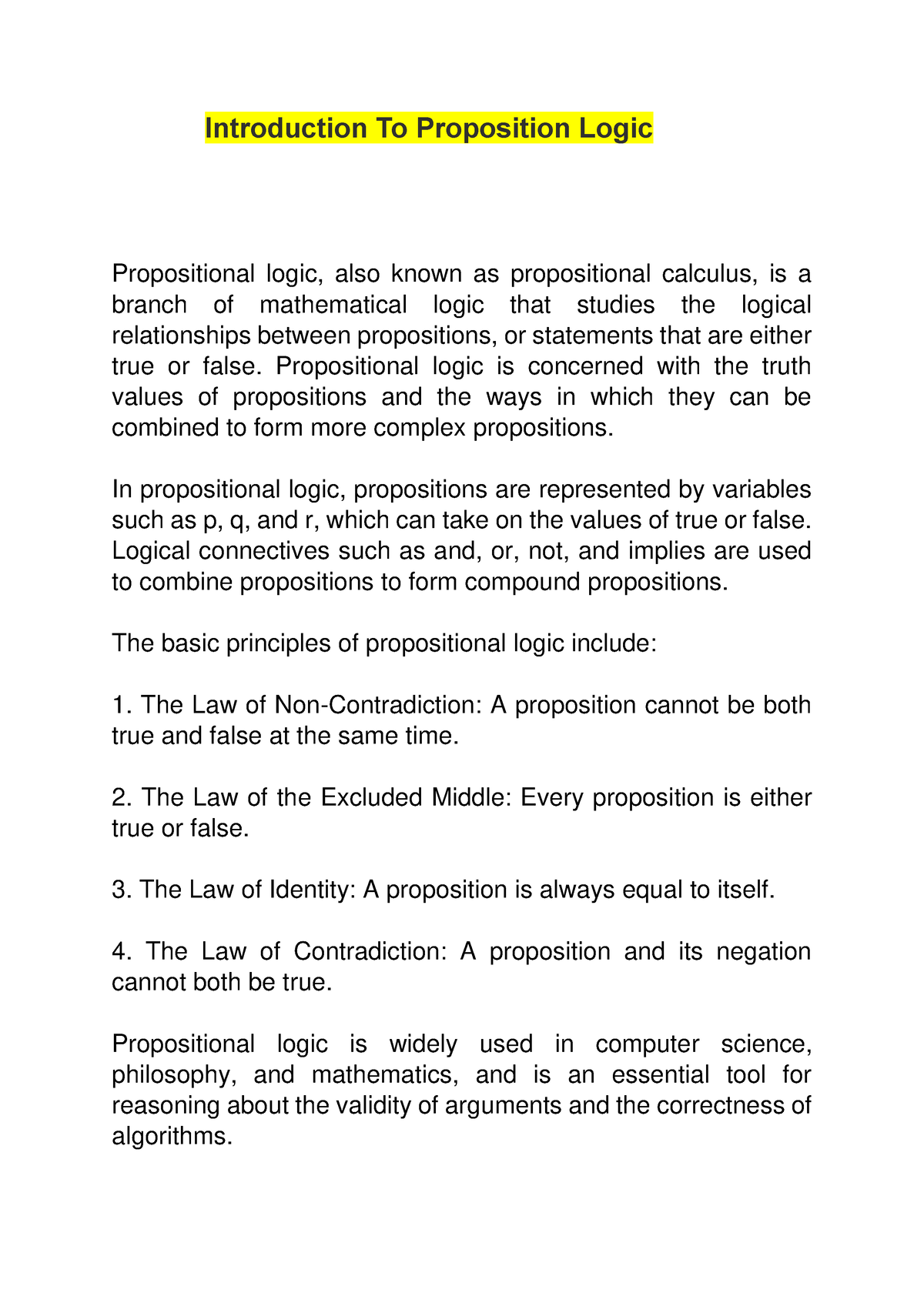 Introduction To Proposition Logic,Logical Connectives,Converting ...