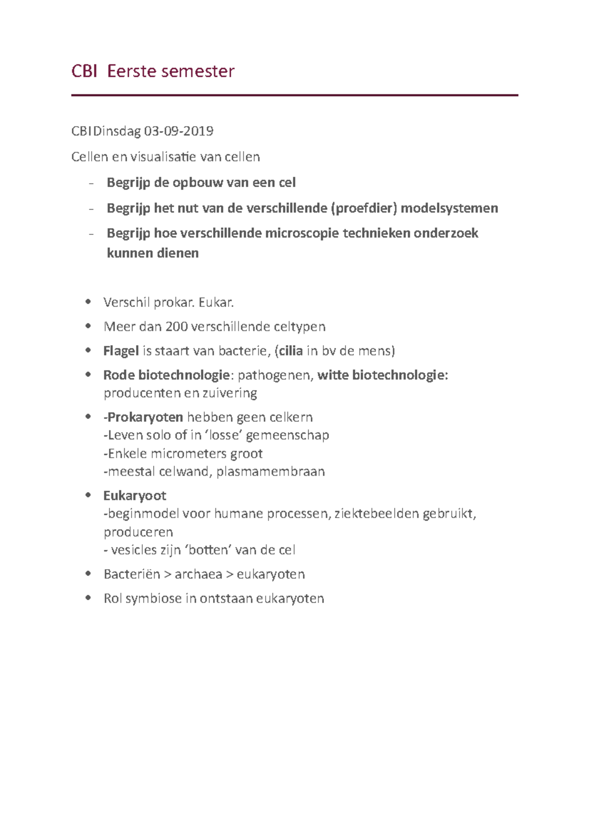 CBL Eerste Semester - Samenvatting Celbiologie & Biochemie: Een ...