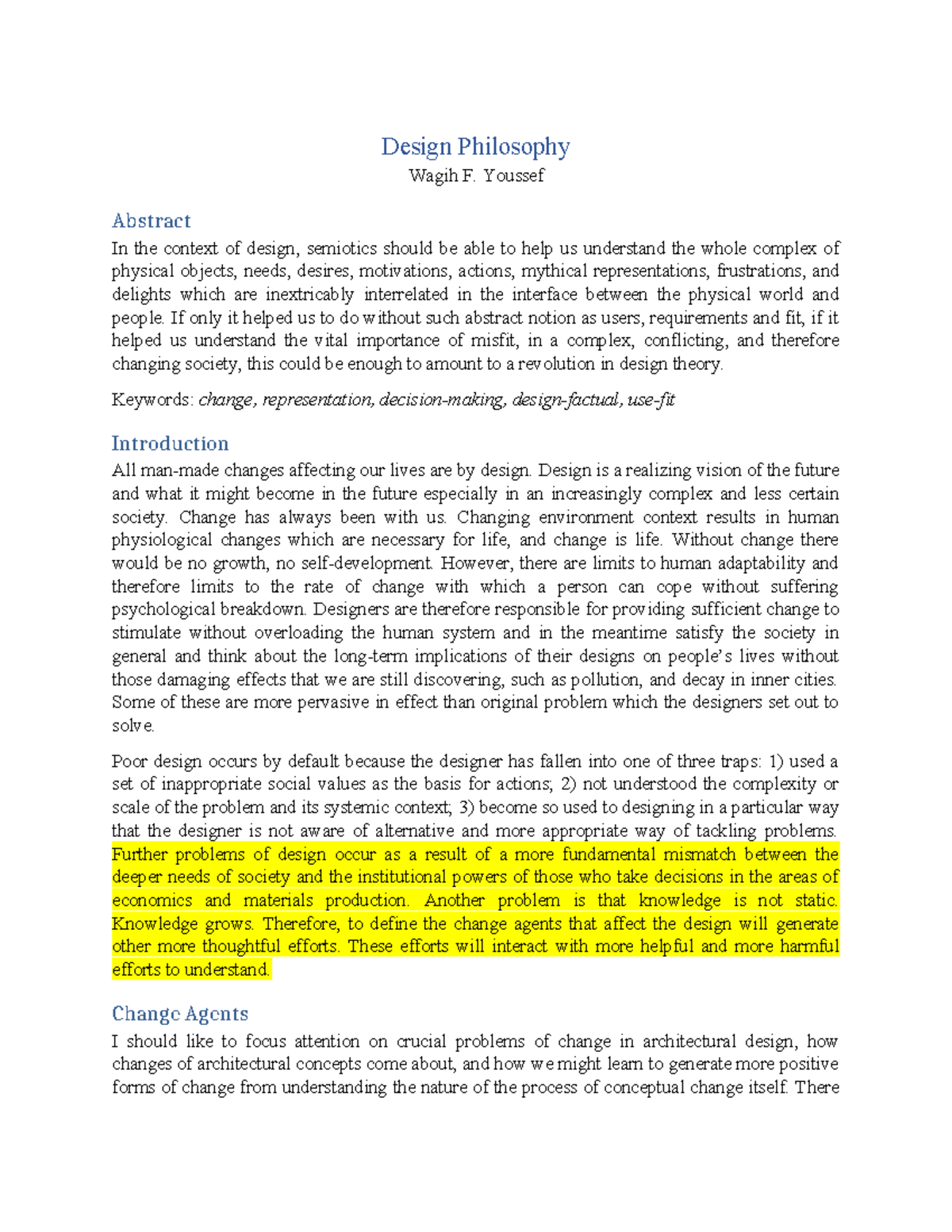 Design Philosophy - Informatio - Design Philosophy Wagih F. Youssef ...