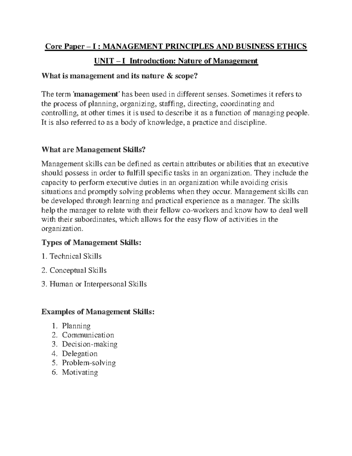 management-principles-and-business-ethics-overa-all-notes-core