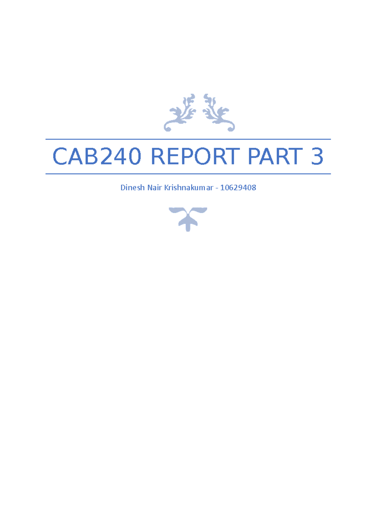 CAB240 Part3 - This is the final part of the assignment - Contents ...