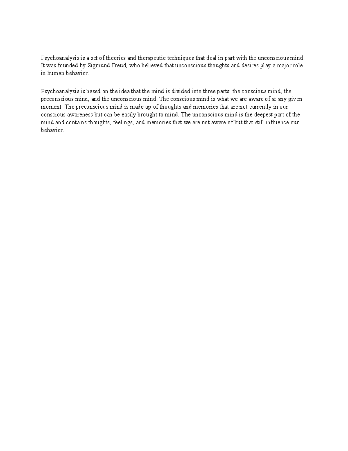 Document 43 - Psychoanalysis is a set of theories and therapeutic ...