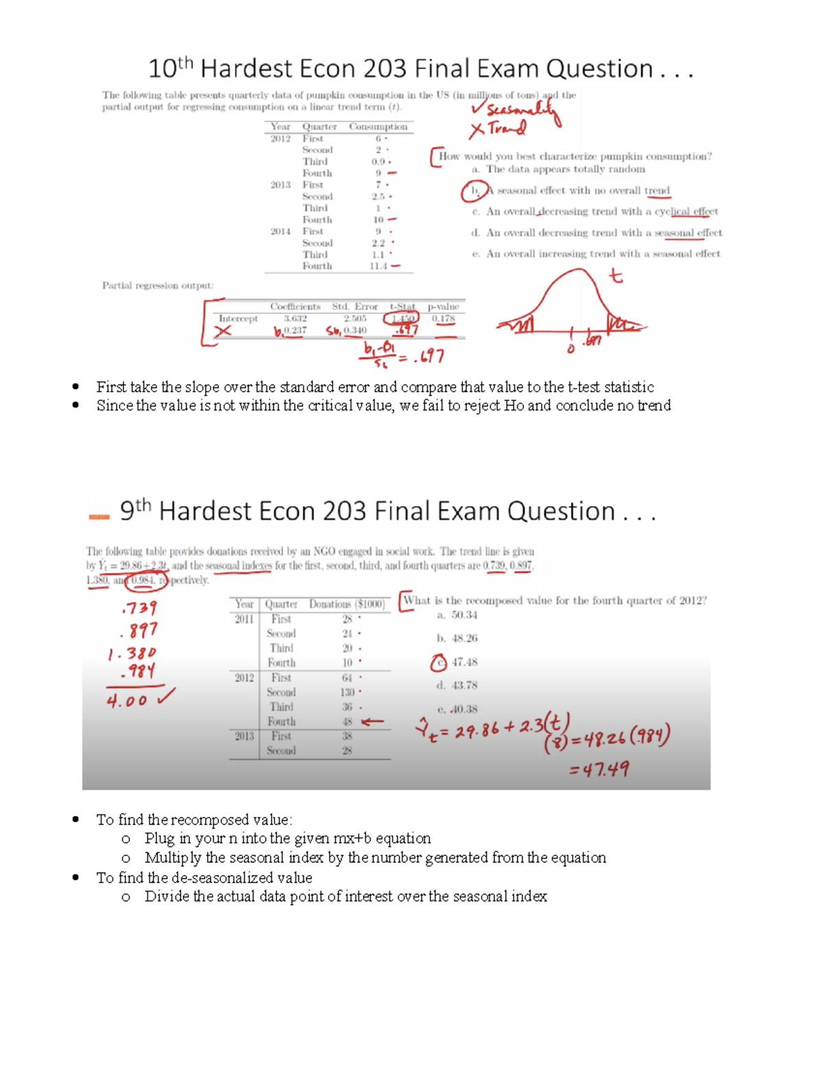 Econ 203 10 hardest quesiton final - First take the slope over the ...