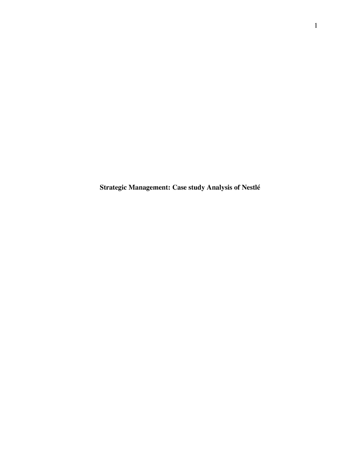 strategic management case study analysis of nestle