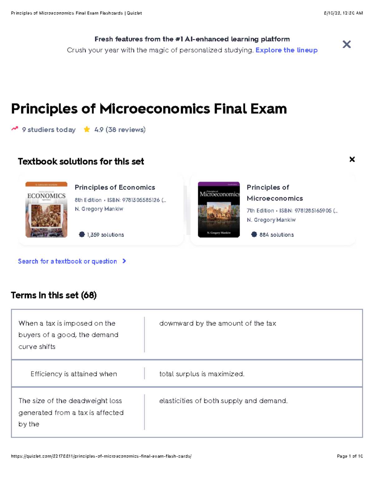 Principles Of Microeconomics Final Exam Flashcards Quizlet - ECON201 ...