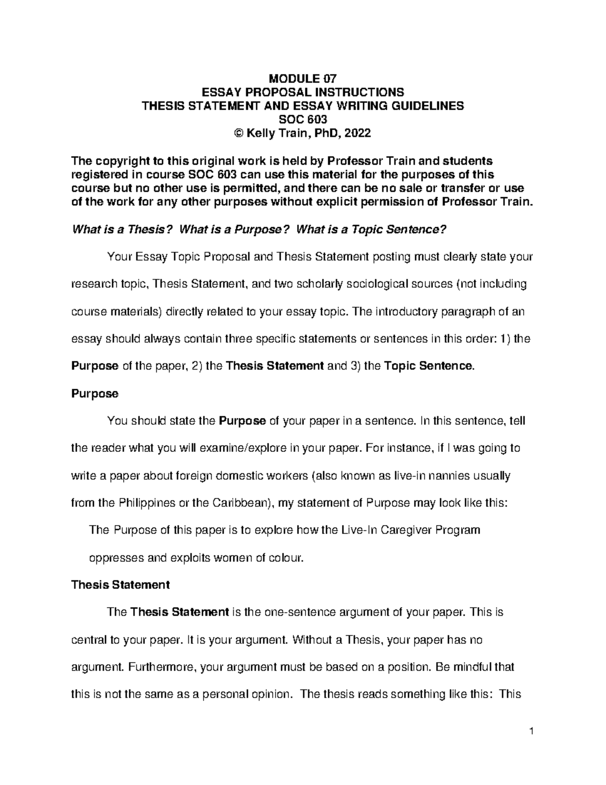 SOC603 Module 07 Essay Proposal Guidelines - MODULE 07 ESSAY PROPOSAL ...