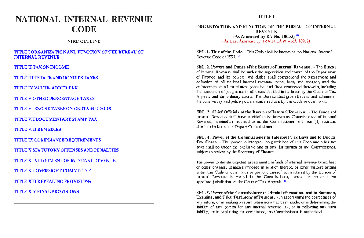 Nir cas amended byt rain-181205141300 - NATIONAL INTERNAL REVENUE CODE ...