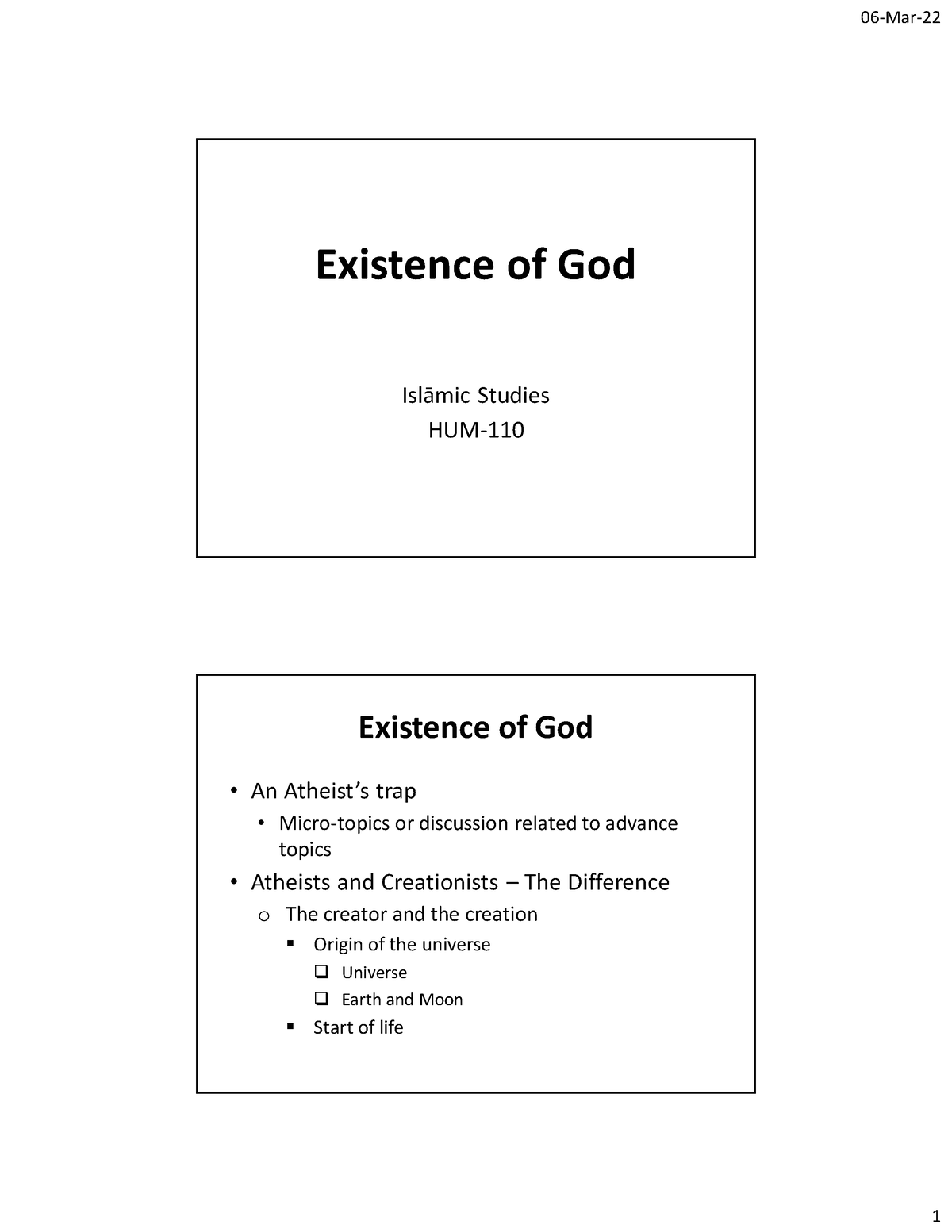 thesis statement for the existence of god