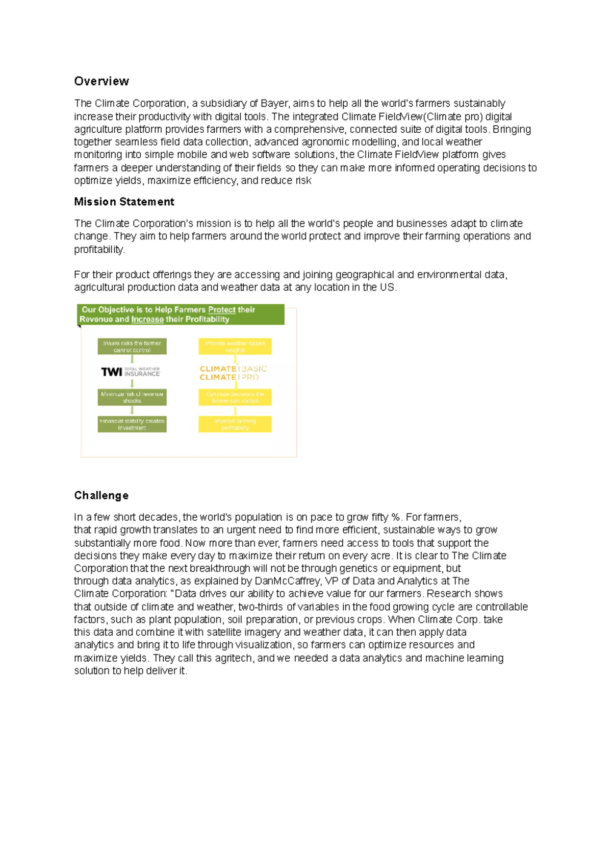 Climate Corporation Case Study - Overview The Climate Corporation, a ...