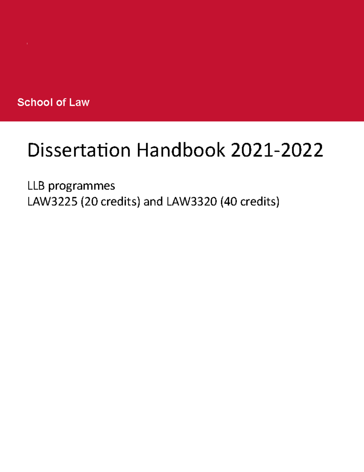 School Of Law Dissertation Handbook - Studocu