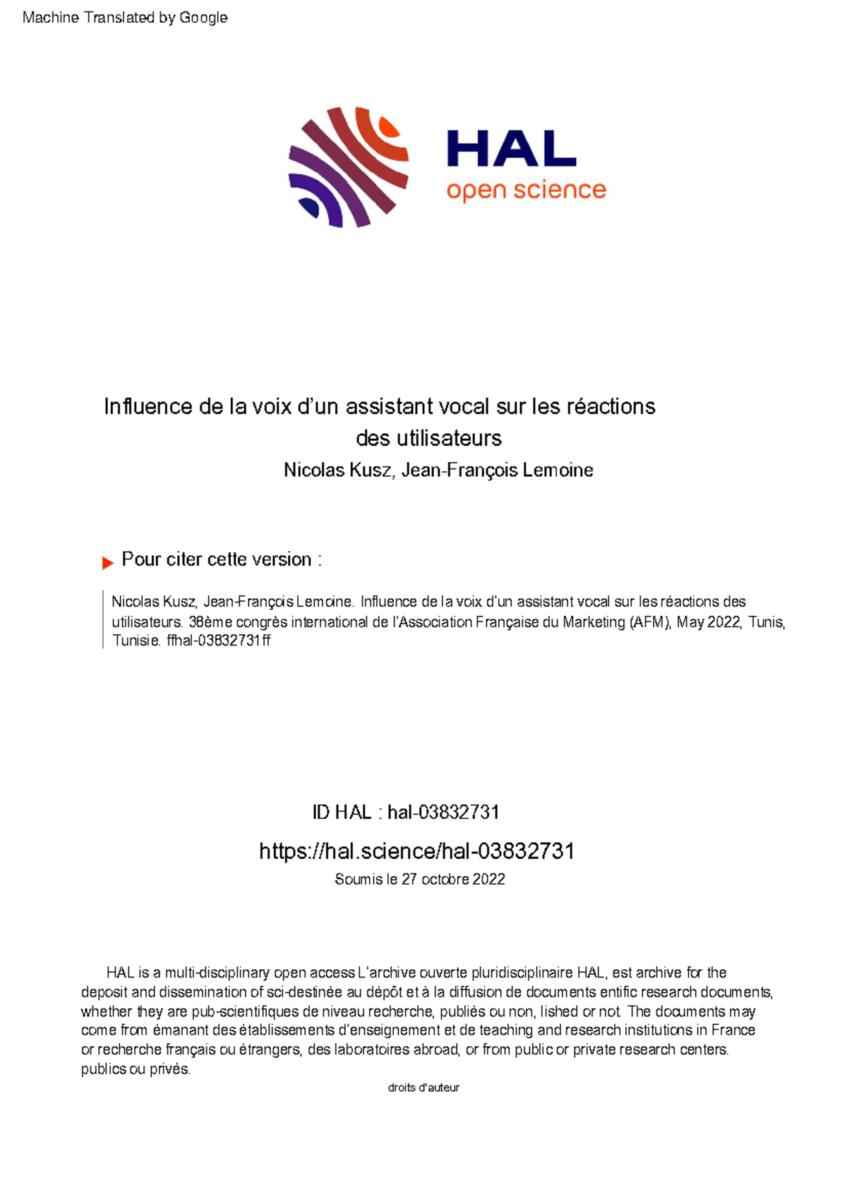 Article 10 - Marketing les agents conversationnels - hal/hal Influence ...