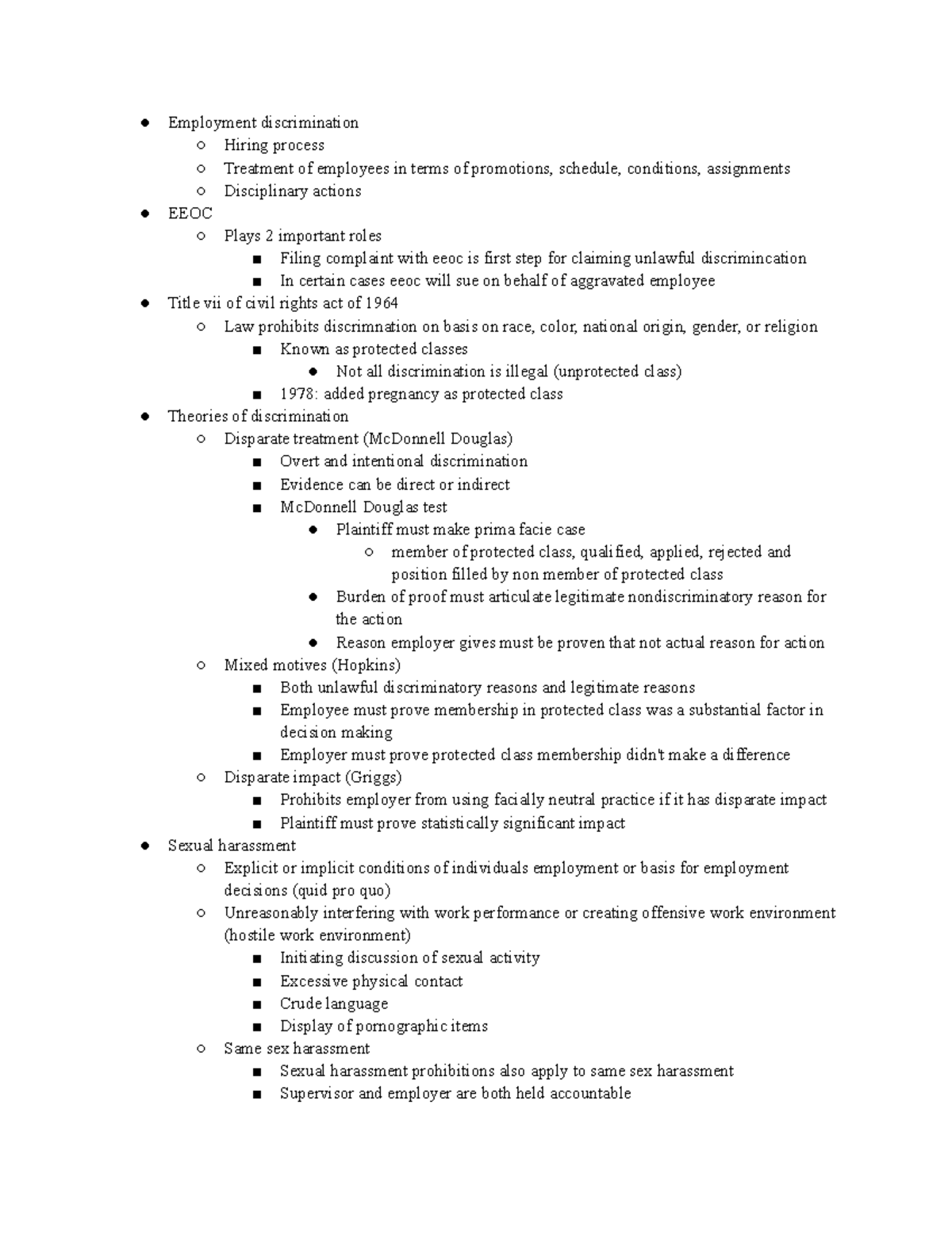 Chapter 12 - NOTES! - Employment discrimination Hiring process ...