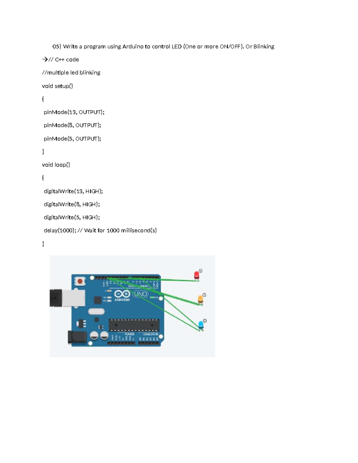 Iot code - iot practical cod - Write a program using Arduino to control ...