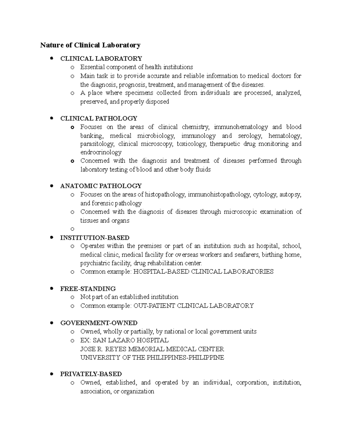 A3 Mlsp - Nature Of Clinical Laboratory - Nature Of Clinical Laboratory ...