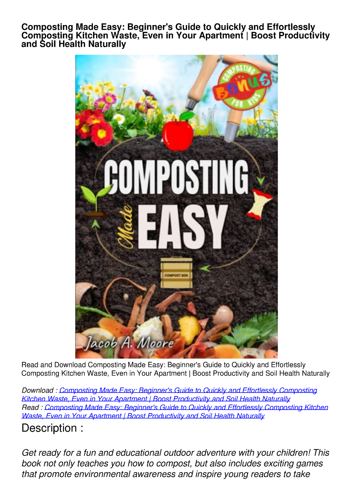 READ [PDF] Composting Made Easy: Beginner's Guide To Quickly And ...