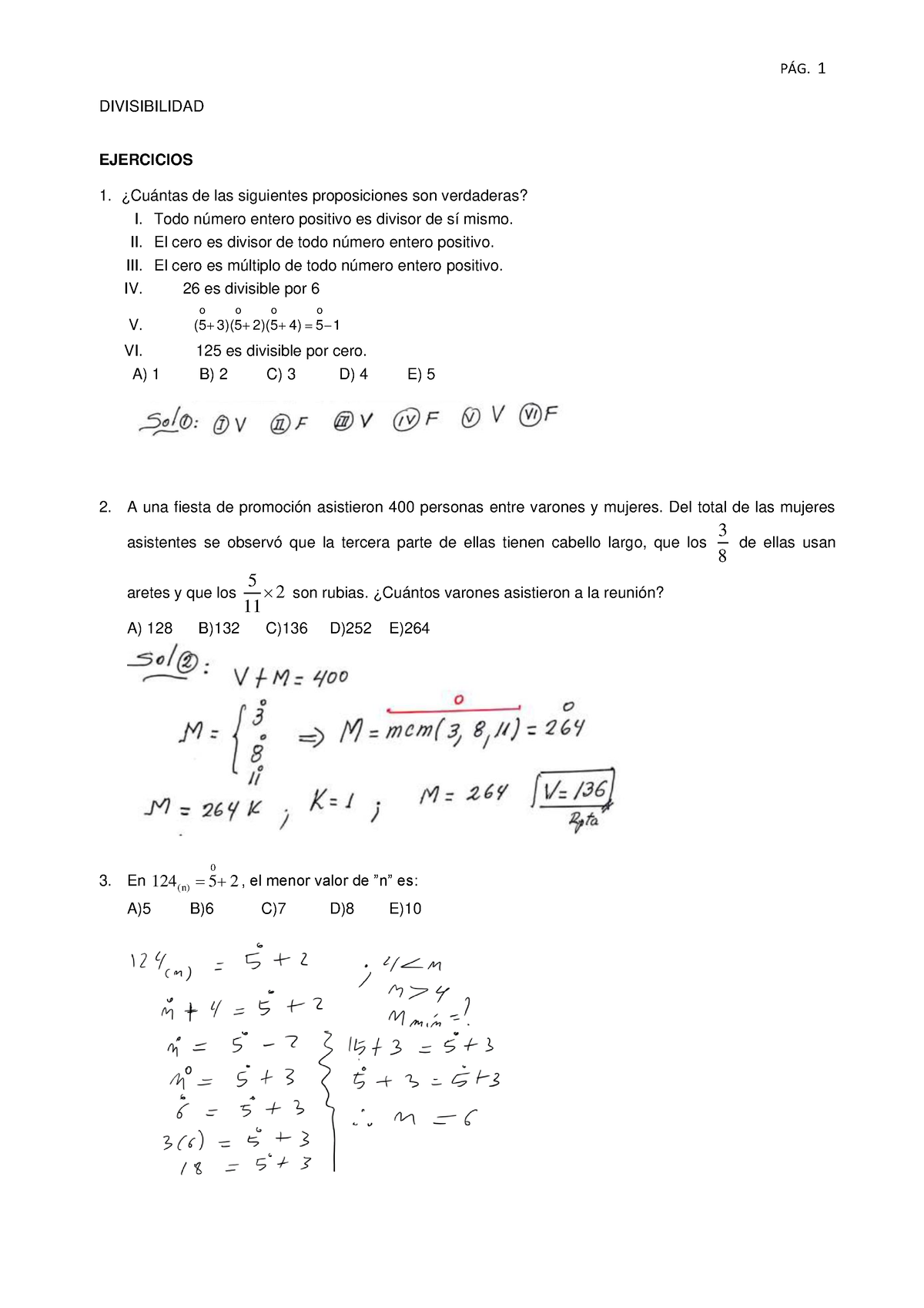 7.- Divisibilidad 2023-1 Solucionados - DIVISIBILIDAD EJERCICIOS ...