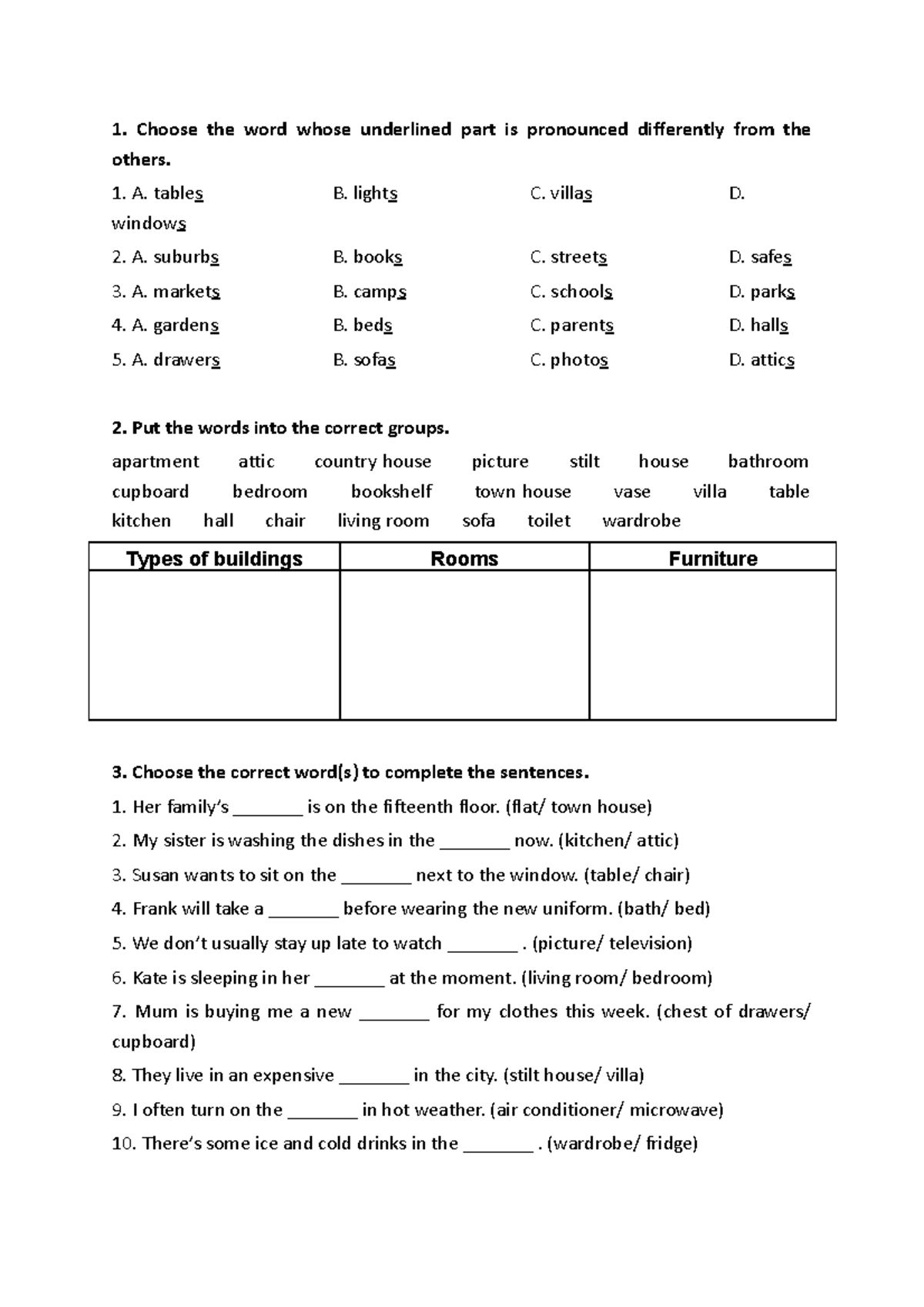 [6.2] BT 1 - huhu bt ne - Choose the word whose underlined part is ...