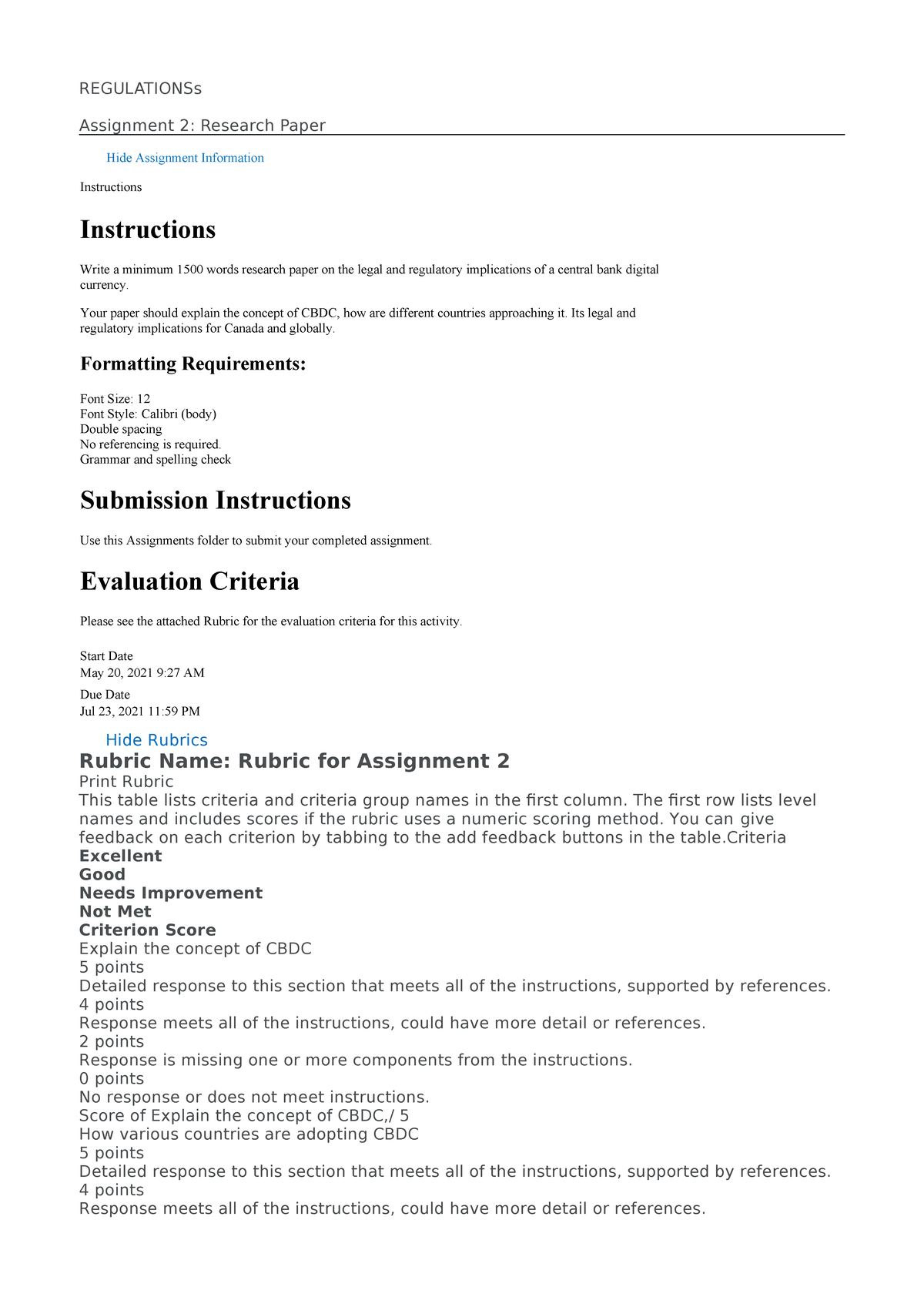 Regulation- Assign-2 - assignment - REGULATIONSs Assignment 2: Research ...
