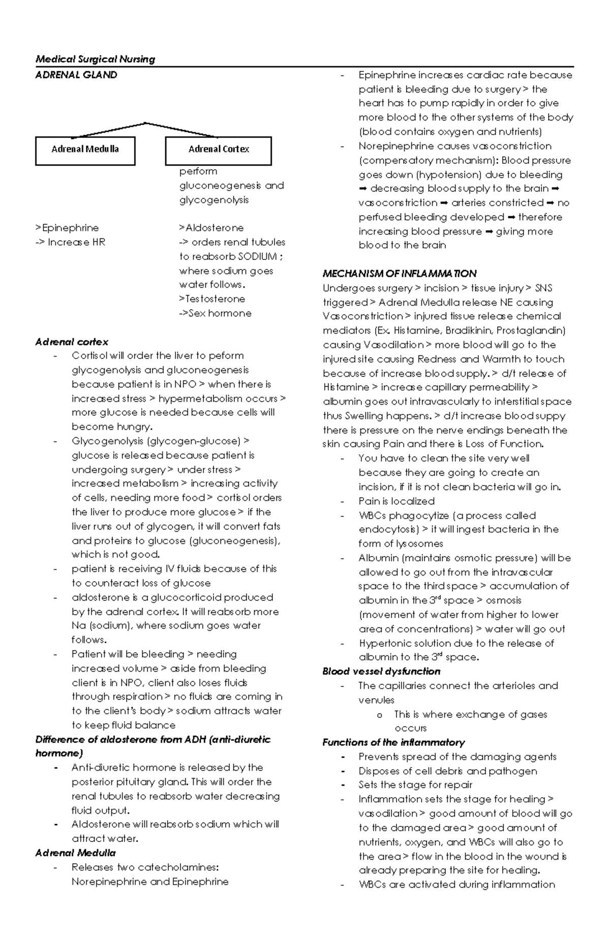 Medical Surgical Nursing- lecture - Medical Surgical Nursing ADRENAL ...