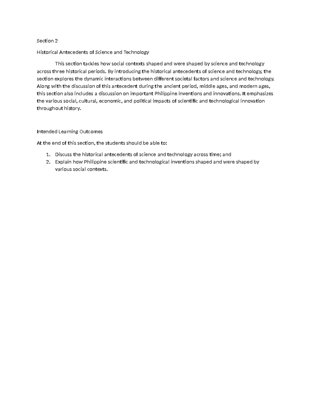 Historical Antecedents of Science and Technology Part 1 - Section 2 ...