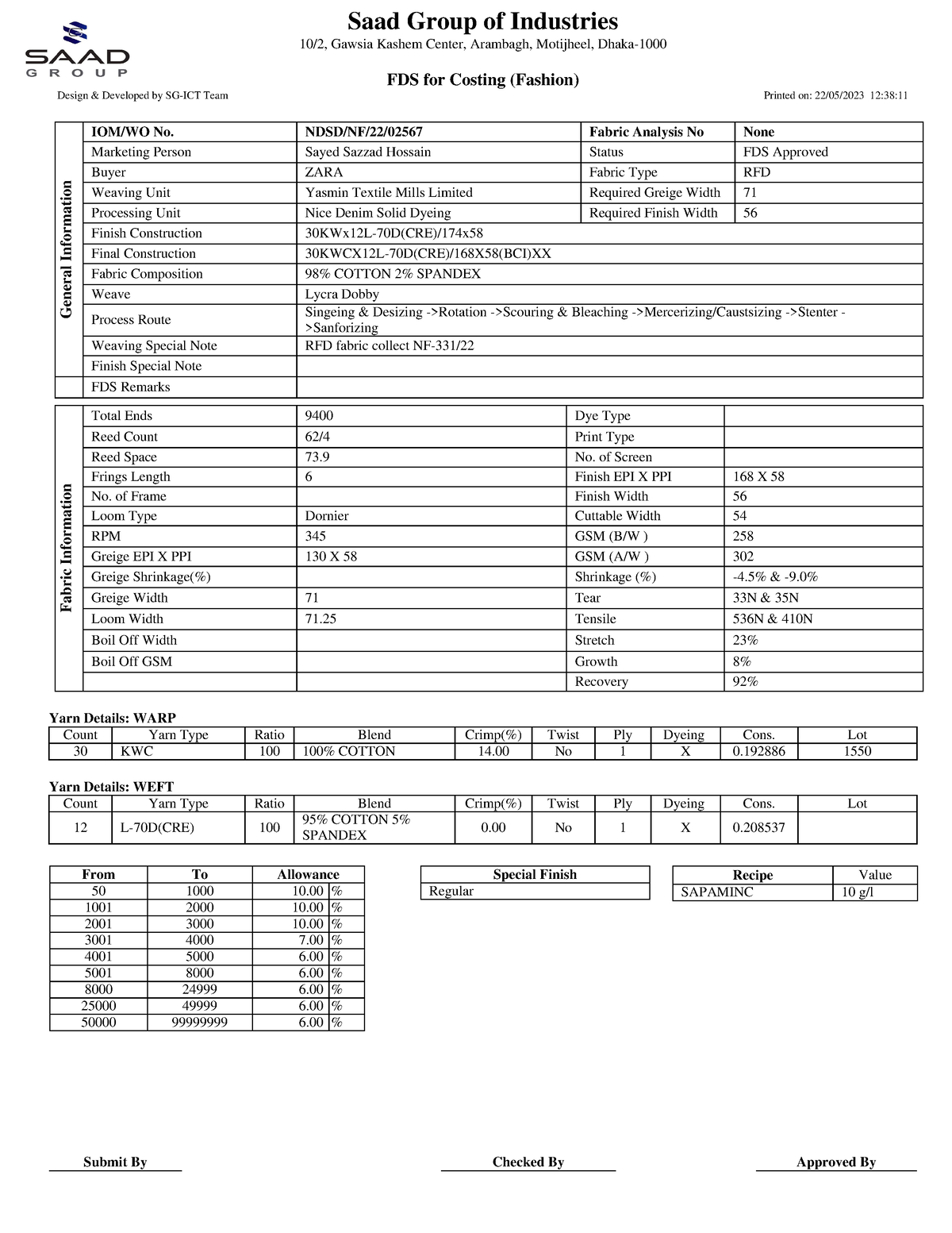 NF-22-02567 - Saad Group of Industries 10/2, Gawsia Kashem Center ...