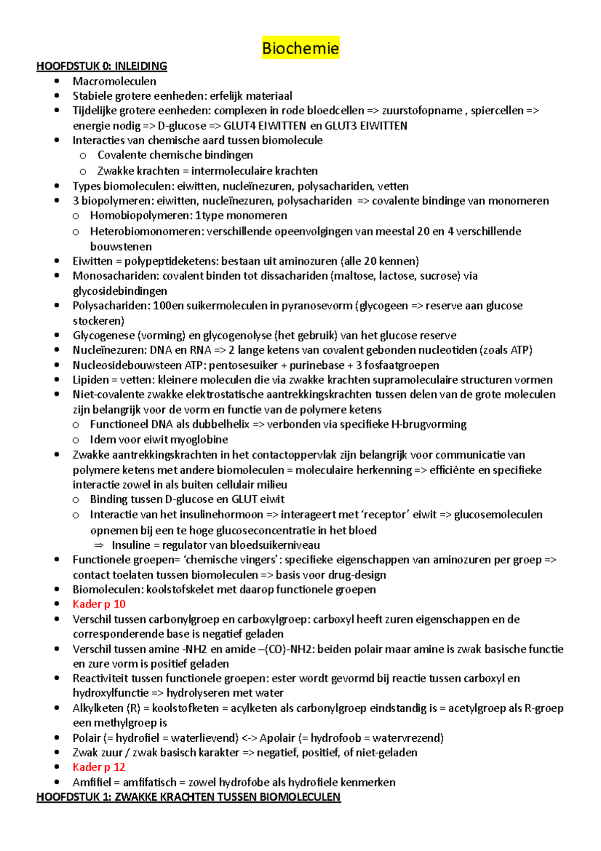 Samenvatting Biochemie - Biochemie HOOFDSTUK 0: INLEIDING ...