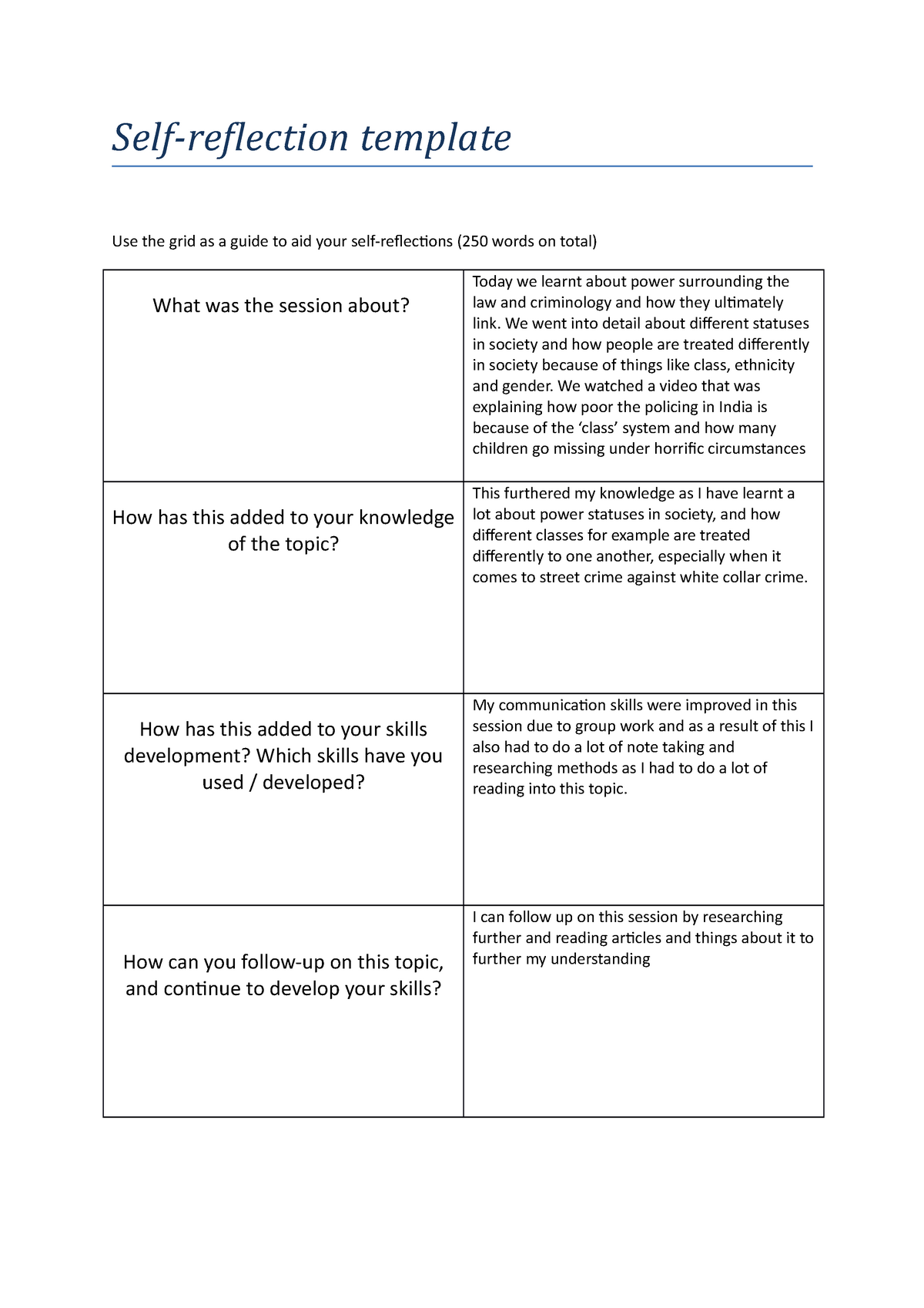 book-reflection-template