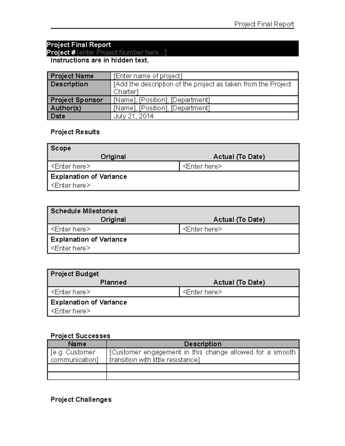 Project Final Report Template - Project Final Report Project Final ...