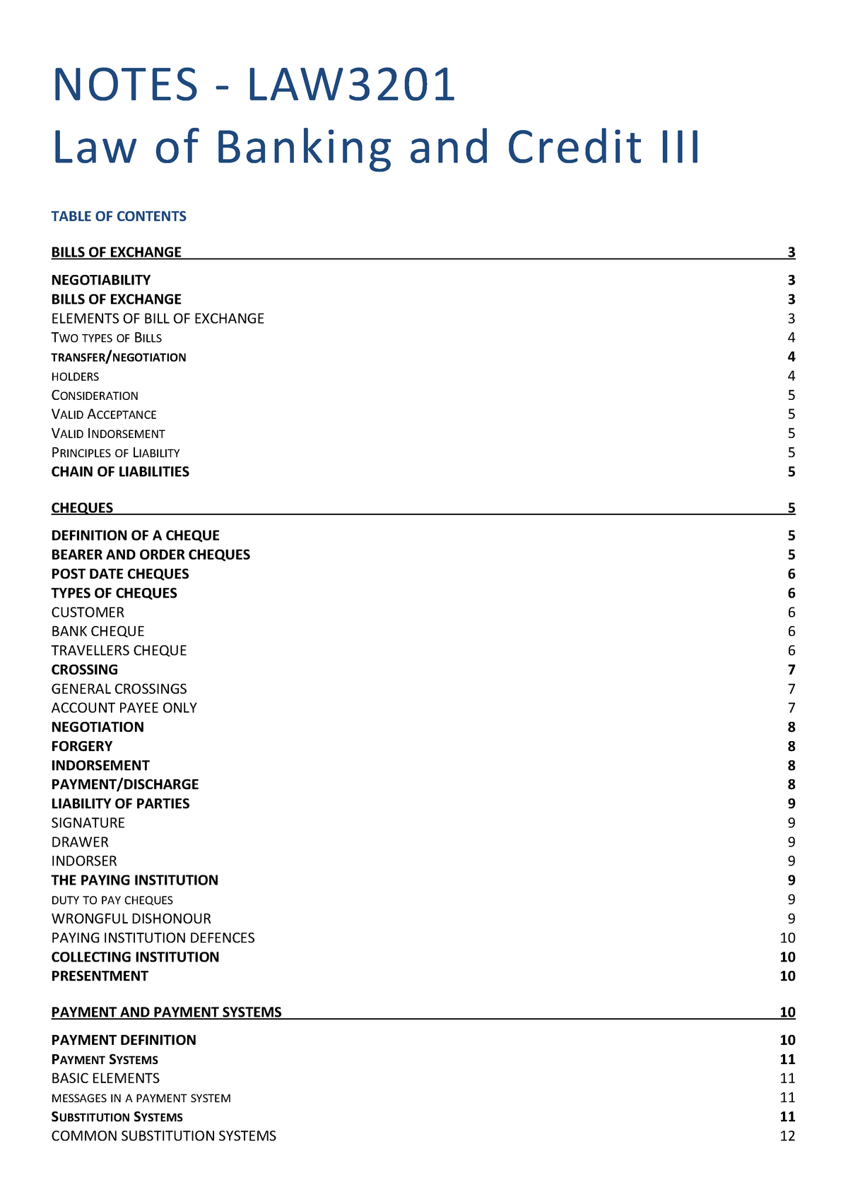 Notes Summary Law Of Banking And Credit Iii Law3201 Studocu