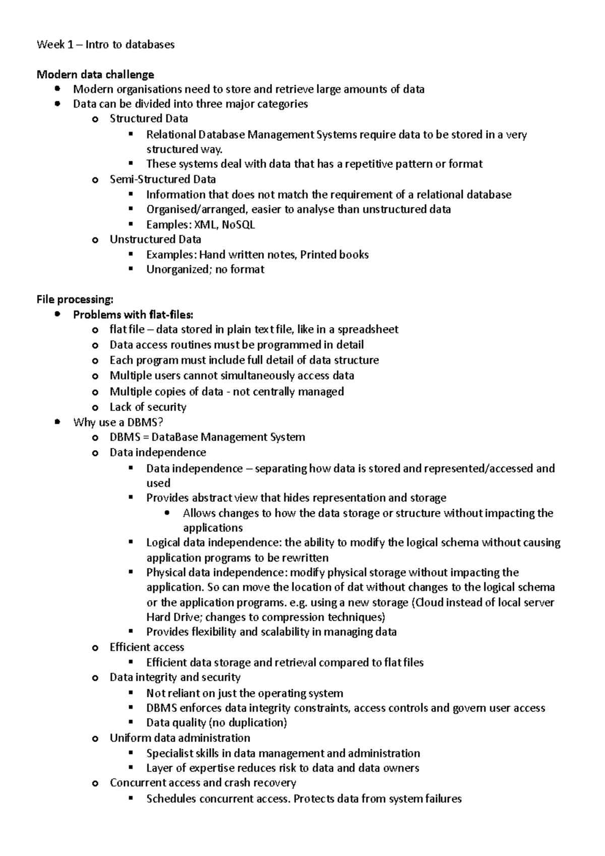 DB Notes 1 - 9 - Week 1 – Intro to databases Modern data challenge ...